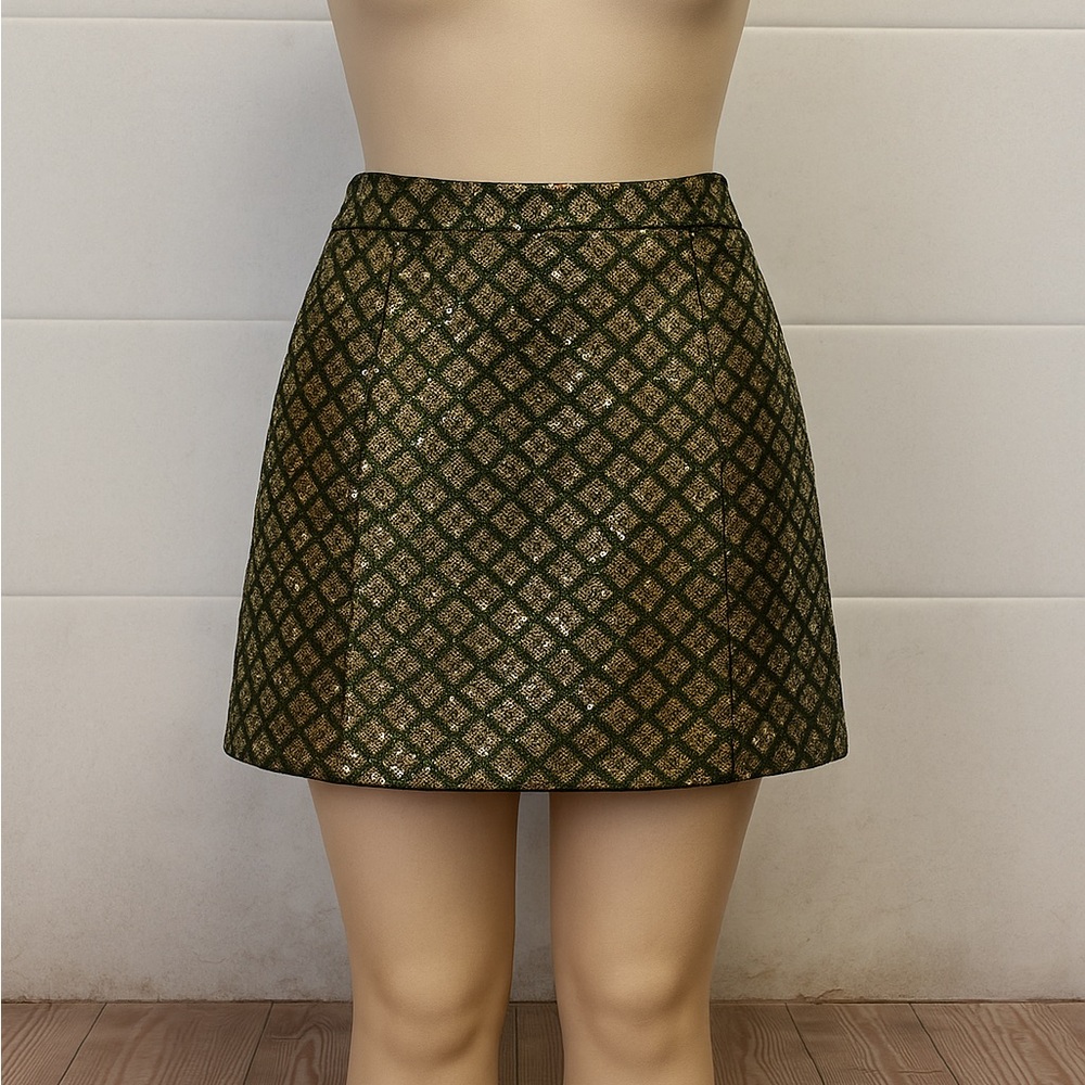 Banana Republic, Sequin, A-Line Skirt in Gold and Green, (8) EUC